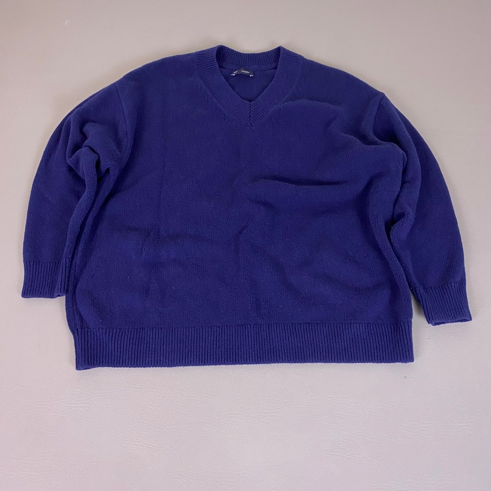 Gap Sweater Men's Large Solid Blue V-Neck Long Sleeve Knit Pullover Cotton